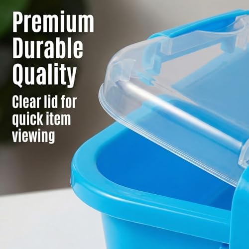 Sensory Bin with Lid for Toddlers 3 Pack 12.8 in, Stackable toy bins