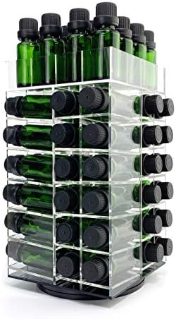 Essential Oil Storage Rack Rotating Tower Organizer Acrylic Clear Display Holder for 64 bottles 5ml 10ml 15ml (Bottles n