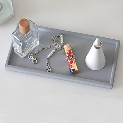FREELOVE Concrete Countertop and Vanity Tray – Small Soap Dispenser Bottles Makeup Organizer Perfume Candle Key Trinket 