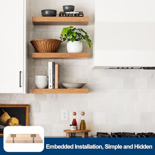 8 Pcs 6" Black Solid Steel Floating Shelf Bracket Blind Shelf Supports - Hidden Brackets for Floating Wood Shelves - Con