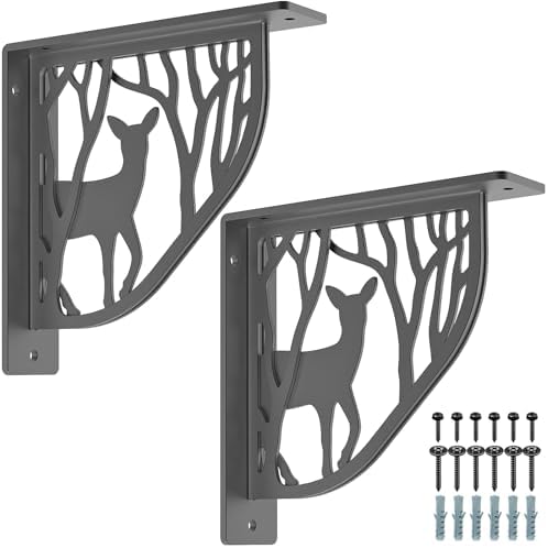 Dolibest 8 Inch Heavy Duty Shelf Brackets, 5MM Thickness L- Bracket , Metal Floating Shelf Bracket, Wall Shelf Bracket &