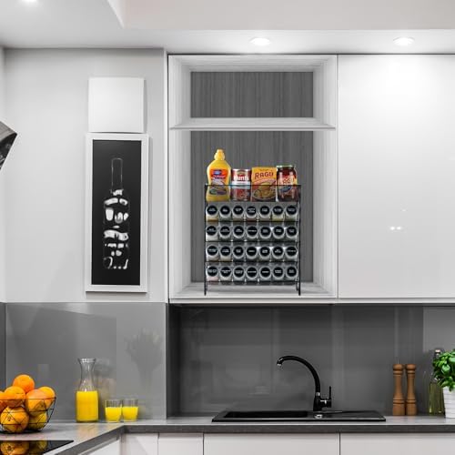 Skiileor Spice Rack Organizer with 28 Spice Jars,Spice Labels and Funnel