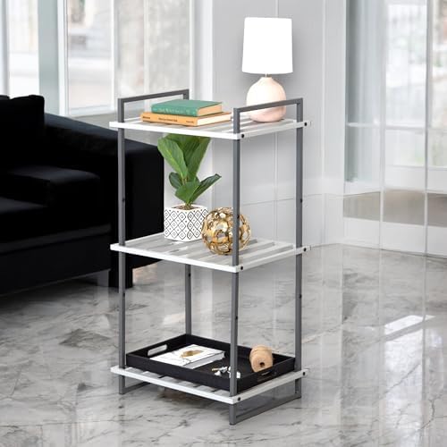Honey-Can-Do 3-Tier Bookshelf, Book Shelf, Industrial Bookcase, with Steel Frame, for Living Room, Home Office, Bedroom,