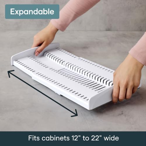 YouCopia StoreMore Expandable Cookware Rack with Tall Steel Wires, 12.5"-21.5" Wide Adjustable Pan Organizer for Kitchen