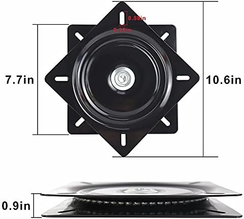 2Pack 8 Inch Lazy Susans Turntable Bearings Swivel Zinc Plate, Black Square Lazy Susan Hardware, Heavy Duty Lazy Susan R