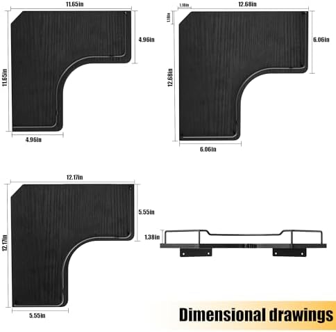 L-Shaped Corner Floating Shelves Wall Mounted Set of 3,Black