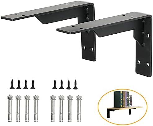 Countertop Support Brackets Heavy Duty, 18" x 10" Max Load 310 lb 5 mm Thick Iron Industrial Shelf Brackets, Black Metal