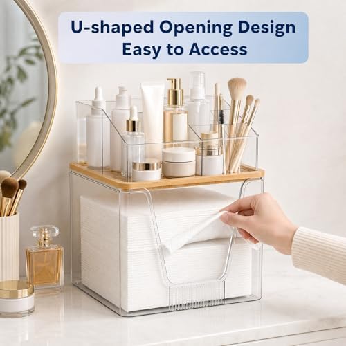 Disposable Facial Towel Holder, 2 Tier Cosmetic Storage Organizer Box