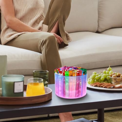 Drink Packet Organizer, Lazy Susan Gradient Drink Mix Organizer, Acrylic Water Drink Packet Holder with 4 Compartments f