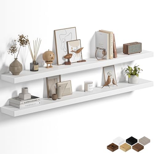 Fun Memories Floating Shelves for Wall 55 Inch, Set of 2 – Wall-Mounted Storage & Display Shelf with Invisible Bracket, 