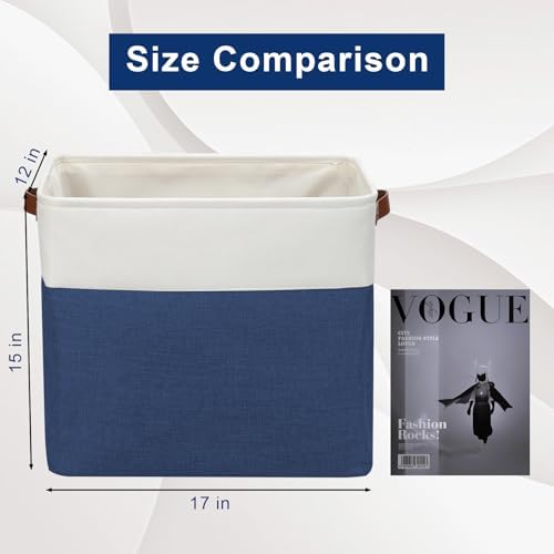 Bagnizer Large Fabric Storage Baskets | 50L Storage Bins, Decorative Linen Closet Baskets with Handles for Organizing, S