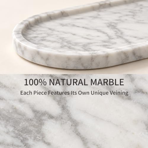 Carrara White Marble Bathroom Tray, 12 x 6 in, Vanity Tray
