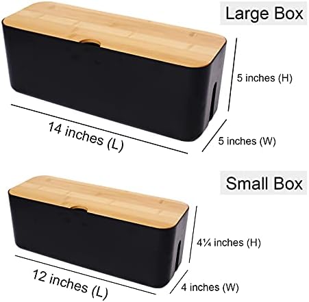 Changsuo Cable Management Box Set Cable Organizer Boxes for Extension Cord Power Stripe Surge Protector Wire Management 