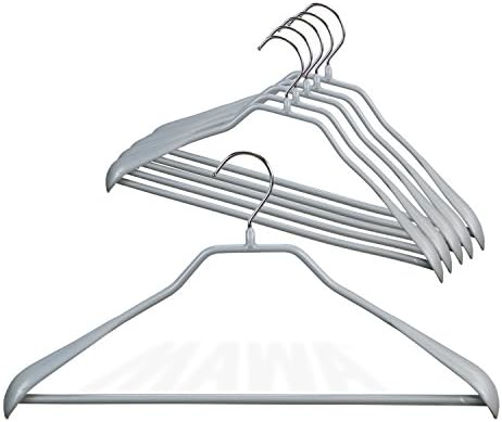 Mawa by Reston Lloyd BodyForm Series Non-Slip Space-Saving Clothes Hanger with Bar for Pants, 16-1/2", Style 42/LS, Set of 6, Silver