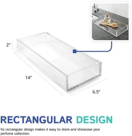 Huang Acrylic Clear Catchall Decorative Tray | Minimalistic Design for Keys, Wallet, Perfume, Jewelry, or Makeup | Recta