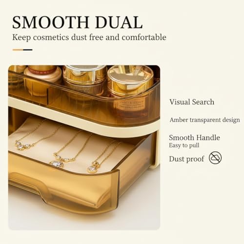 Makeup Organizer Countertop with Dual Drawers