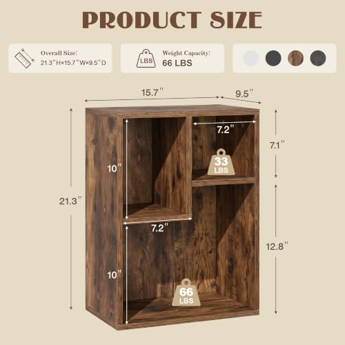 VECELO Cubby Storage Organizer Bookcase, Open Cube Display Shelf Cabinet, Freestanding Multicompartment Bookshelf for De