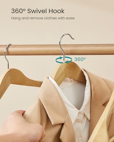SONGMICS Wooden Suit Hangers 10 Pack, Extra-Wide Shoulder Clothes Hangers