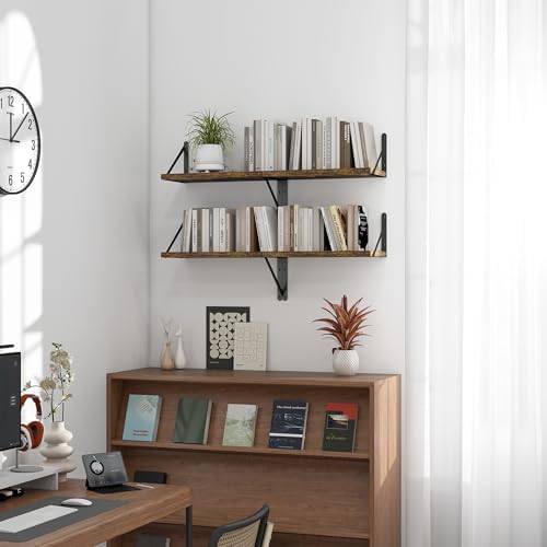 Heimlove Floating Shelves for Wall Set of 3,Light Wood Wall Mounted Bookshelf Decorative Shelf for Living Room Bathroom 