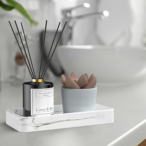 Gurygo 8" Ceramic Bathroom Vanity Tray for Kitchen Counter - Kitchen Soap Tray - Rectangular Ceramic Trays for Bathroom 