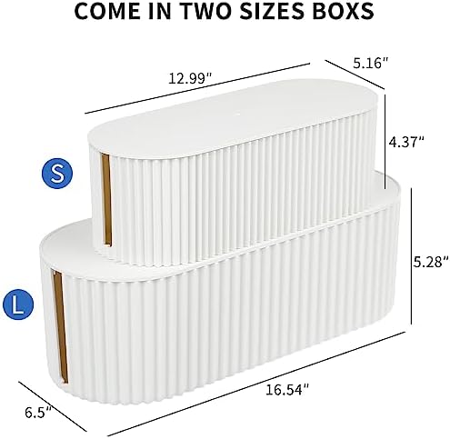 FABROK 2 Pack Cable Management Box, Cord Organizer, White, Small+Large