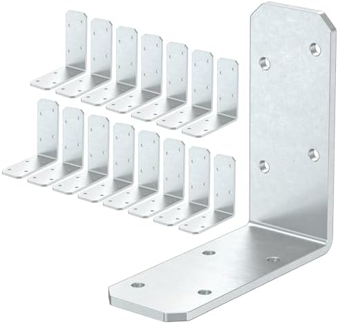 3x3 Inch Angle Bracket for Wood, Galvanized L Bracket, 16 PCS