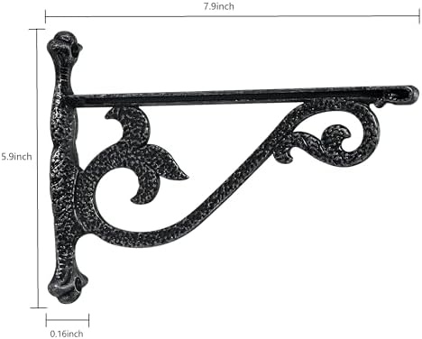 khtumeware 4 Pack Heavy Duty Hammered Black Iron Shelf Brackets 8 Inch Wall Mounted Shelf Brackets Decorative Metal Wall