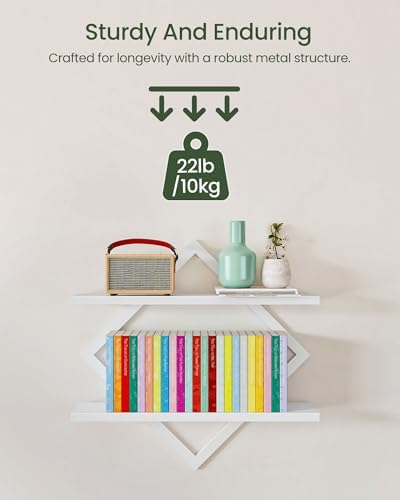 CHOEZON Floating Shelves, Set of 2 Wall Shelves, 2-Tier Hanging Shelves, Wall Shelf Set of 2, for Living Room, Bedroom, 
