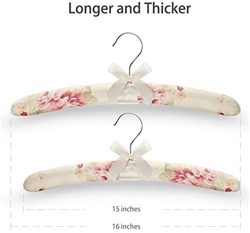 Floral Bridal Hangers for Wedding Dress, 16 Inch Satin Padded Hanger