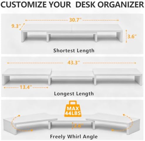 TAVR Dual Monitor Stand Riser, Wooden Computer Monitor Stand for 2 Monitors