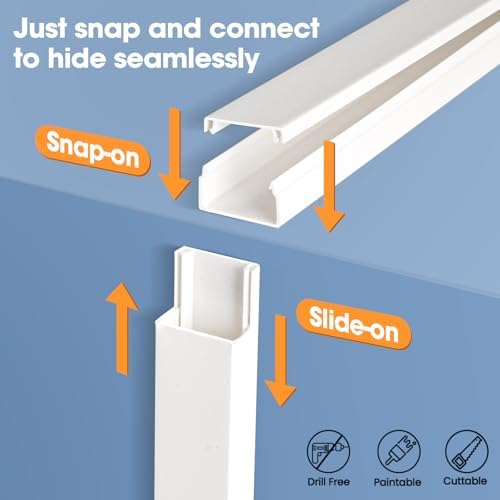 630in Cord Hider Kit, Paintable Cable Raceway, Cord Covers for Wires on Wall, Cord Hider for Wall Mount tv, tv Cable Hid