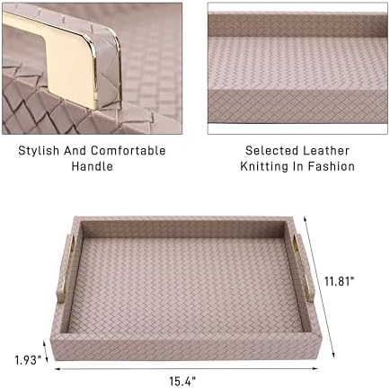 Faux Leather Serving Tray, Cinnamon Pink, 16" x 12"