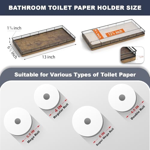 Bathroom Toilet Tank Tray, 13" Wood Storage Basket Back of Toilet Basket Organizer, Vanity Tray for Perfume Makeup Candl