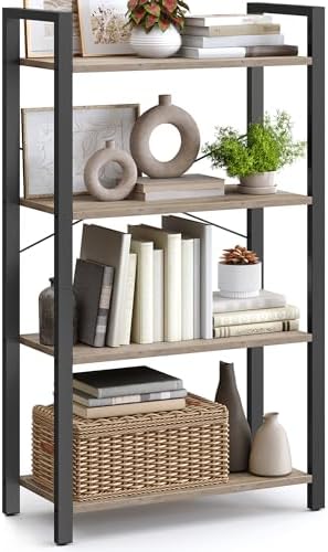 VASAGLE 4-Tier Bookshelf, Bookcase with Shelves, Storage Shelf, Living Room