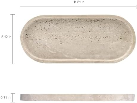 Natural Marble Tray, Oval Vanity Decorative Tray for Bathroom Counter, Countertop Stone Organizer, Catchall Tray for Kit