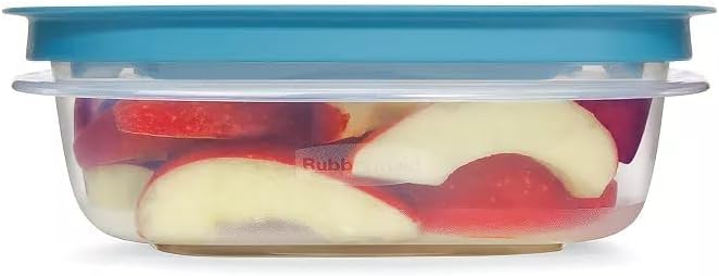 Rubber maid Storage Containers, Easy Find Lids, Teal, 3 cup, Flex & Seal, Leak Proof Lids, Food Storage Set, Clear Meal 