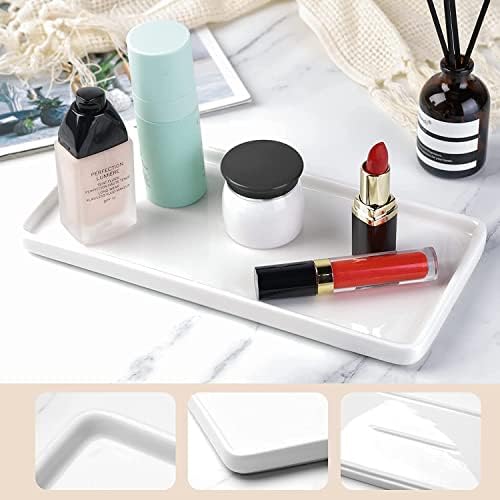 Gurygo 2 Pack 8"/10" Bathroom Trays, Ceramic Vanity Trays for Bathroom, Small Ceramic Tray, Kitchen Soap Tray for Kitche