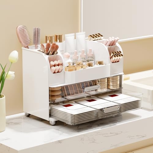 UFORU Makeup Organizer Countertop with 2 Large Drawers for Vanity Bathroom