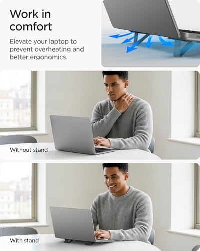 Spigen Slim Fold Adhesive Laptop Stand 2 Piece Foldable Portable