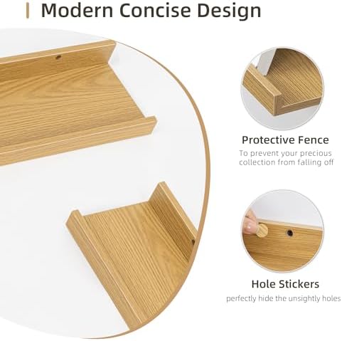 Acovy Picture Ledge Shelf, Wood Floating Shelves Set of 4, 24 inch Picture Ledge Shelves, Photo Ledge Nursery Book Shelves Wall Mounted for Living Room Kids' Room Bedroom, Color Oak