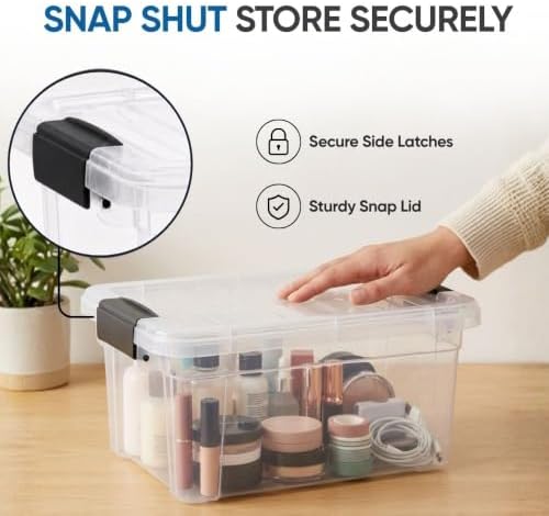 Superio 3.4 Quart Clear Plastic Storage Boxes with Lids, Stackable Organizer Containers, BPA-Free Storage Bins for Home,