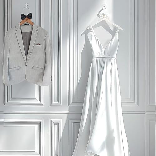 2 Pcs Bride Hanger for Wedding Dress Wooden Groom Suit and Gown Non-Slip Hangers with Bow Tie Personalized Bridal Party 
