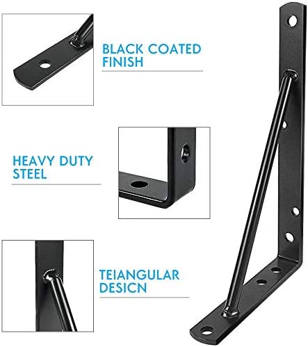 Shelf Brackets 12 Inch Heavy Duty Metal Shelf Holders, Industrial Rustic Farmhouse Iron Floating Shelf Bracket for Open 