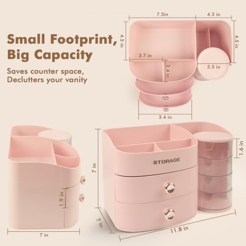 XIAPIA Makeup Organizer Countertop, Make Up Organizer for Vanity
