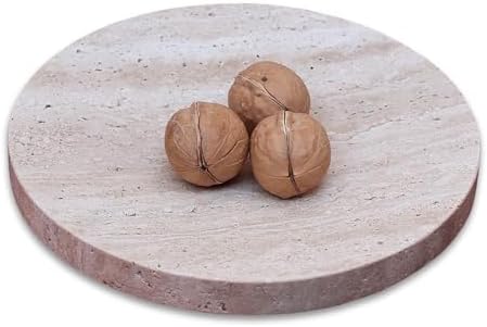 Natural Travertine Marble Jewelry Dish 8" Round Trinket Ring Earring Tray