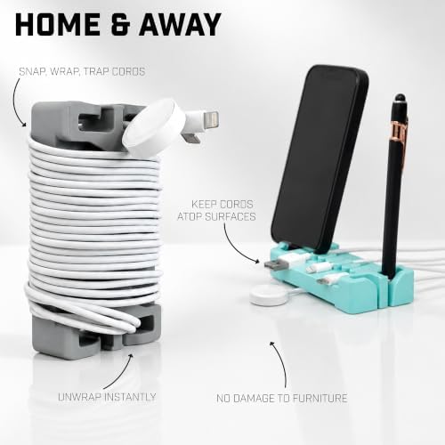 DeskBrick 2PK Silicone + Steel-Weighted Cord Holders for Desks. Weighted Cord Organizers & Cable Management for Desktops