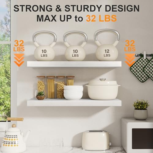 Floating Shelves 30 Inch, Wall Mounted Wood Shelf Set of 3, 8" Deep Shelf