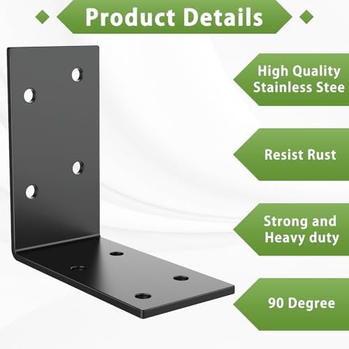 3x3 Inch Black L Shape Wall & Furniture Support Brackets