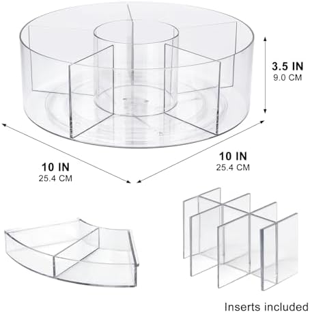 360° Rotating Makeup Organizer, 10" Clear Turntable Lazy Susan Organizer for Vanity, Bathroom Counter, Cabinet, Spinning