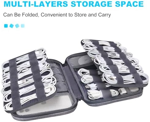 Lacdo Cord Organizer Travel, Cable Organizer Bag Case, Portable Electronics Organizer travel Case, 6 Layer Large Capacit
